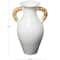 21" White Ceramic Jug Vase with Rattan Wrapped Handles